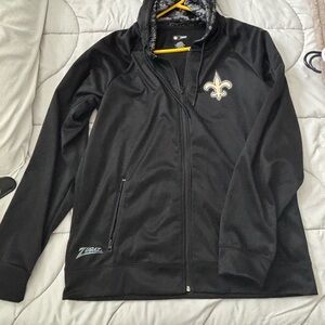 NFL New Orleans Saints Zubaz Black Hoodie with Gray Camo Hood Accents